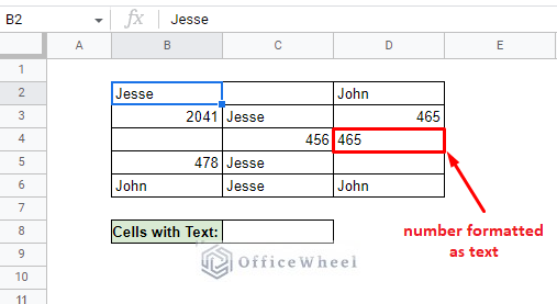 different data in a dataset - sum of cells with text in google sheets