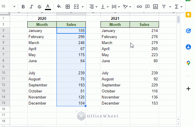 sum column in google sheets using functions menu