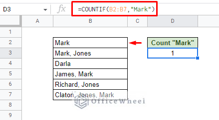 the countif function only searches for specific values in the entire cell