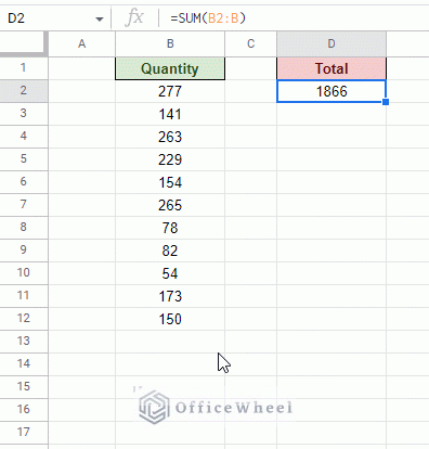 automatically adding numbers in google sheets by making the sum function have a dynamic range animated