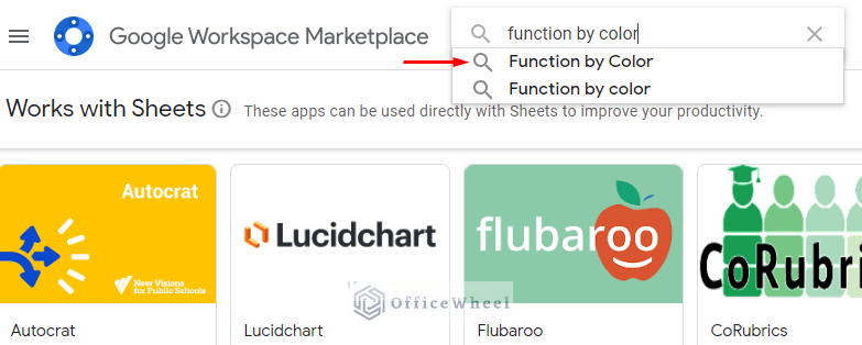 search for function by color in the add-ons marketplace window