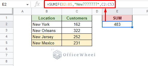 using question mark wildcard to sum specific text in google sheets