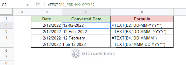 the text function can format date cells in many different ways in google sheets