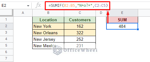 sum cells that contain specific characters in google sheets using sumif and wildcards