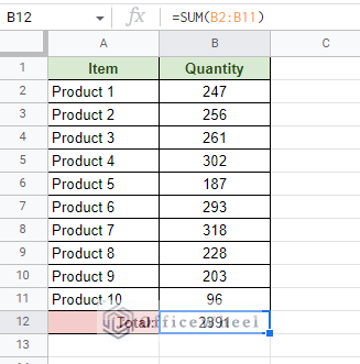 automatically adding numbers in google sheets by generating a sum function
