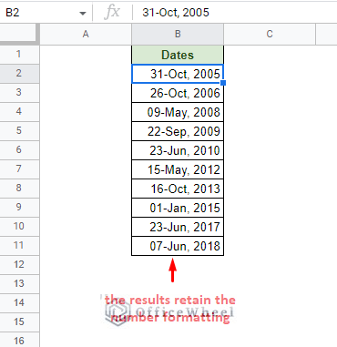changing date format with custom number format helps retain the number format