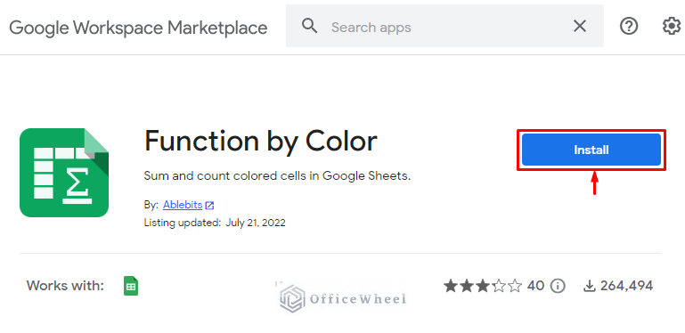 install function by color add-on in google sheets