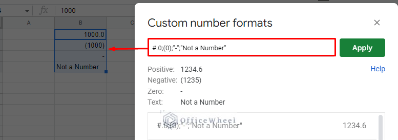 applying the different structural conditions of the custom number format