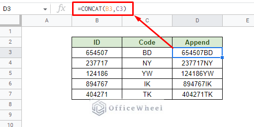 append text using multiple cell references in google sheets with concat function