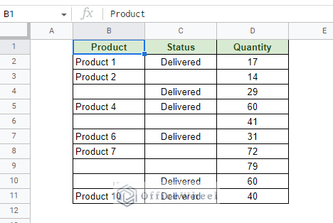 sample worksheet with multiple columns of blank cells