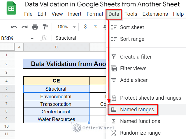 Creating Dependent Drop-Down List from Another Sheet for Data Validation in Google Sheets