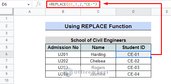 character replacement and removal by using REPLACE function