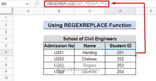Removal of first character by using REGEXREPLACE function