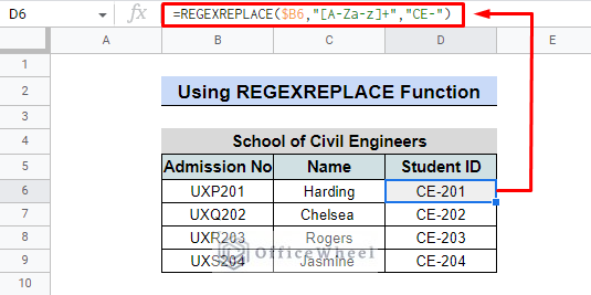 advance usage of REGEXREPLACE function by removing and replacing texts