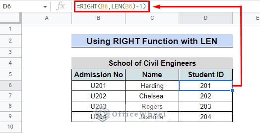 remove of first letter by using RIGHT and LEN functions