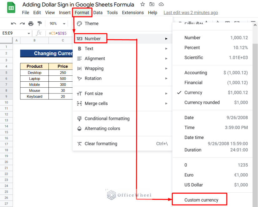 How to Change Currency in Google Sheets