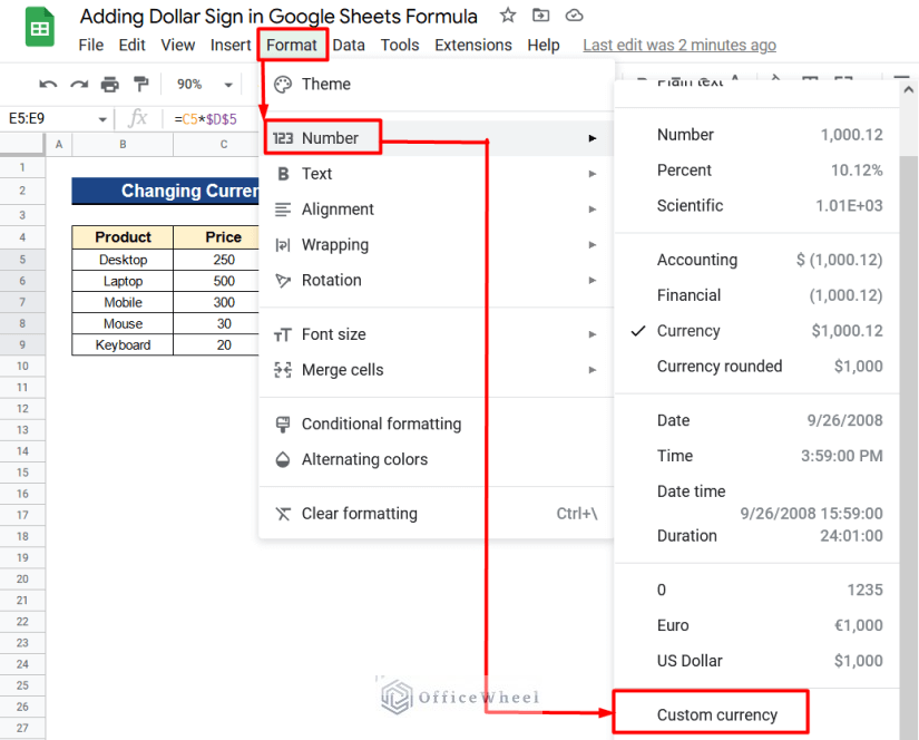 How to Add Dollar Sign in Google Sheets Formula (2 Quick Tricks)
