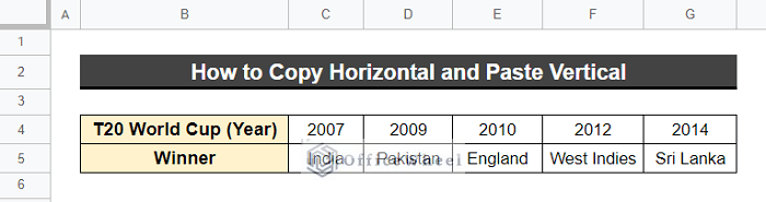 How to Copy Horizontal and Paste Vertical in Google Sheets