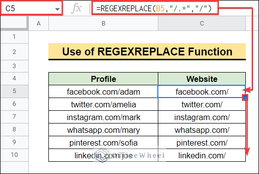 Using REGEXREPLACE Function