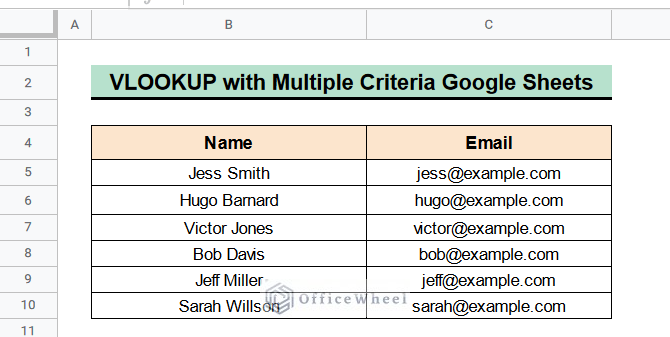 VLOOKUP with Multiple Criteria Google Sheets