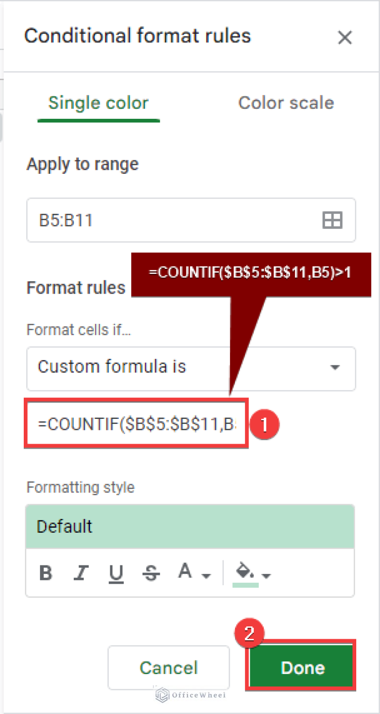 Conditional Formatting Highlight Duplicates in Google Sheets