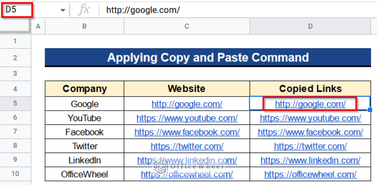 How to Copy and Paste Link in Google Sheets (6 Quick Methods)
