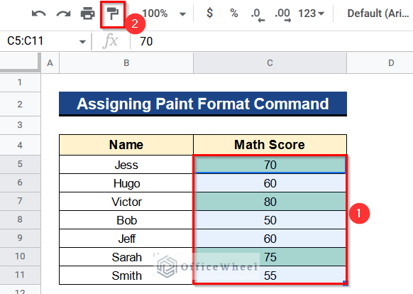 Assigning Paint Format Command to Copy Conditional Formatting from One Sheet to Another Google Sheets