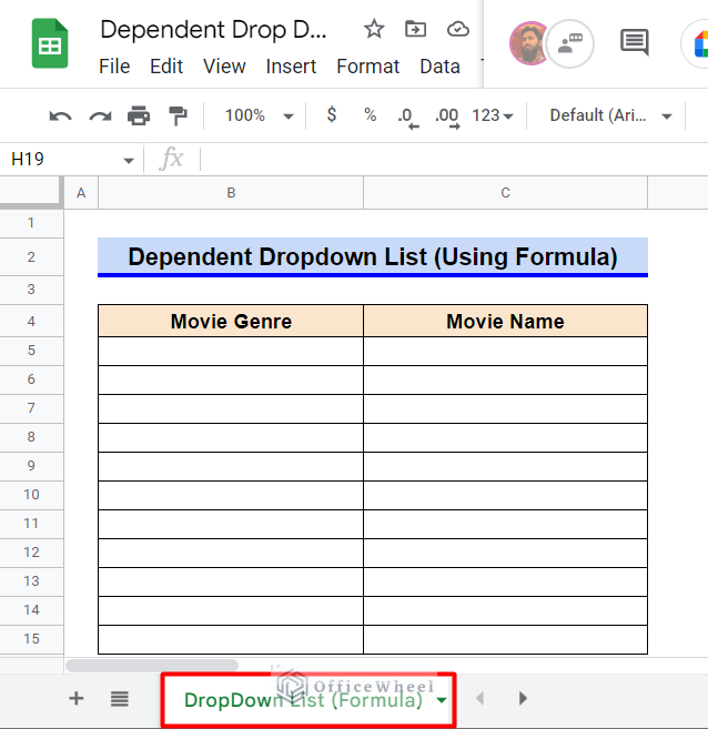 Create Dependent Drop Down List for Entire Column Using Formula