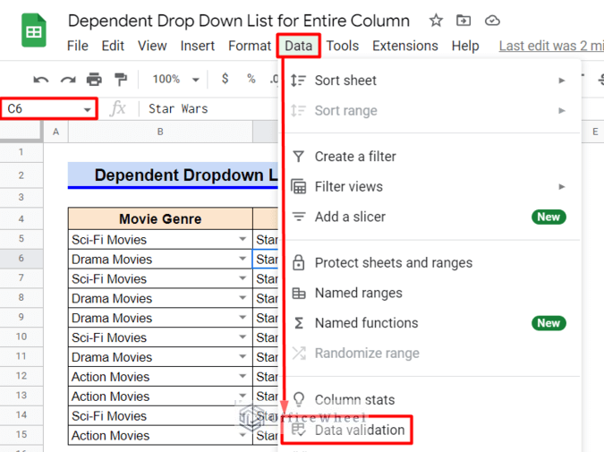 Create the Second Drop Down List