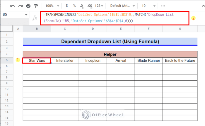 Apply Formula to Create Range for Second Drop Down List