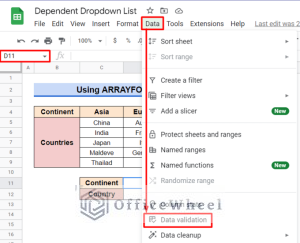 How to Create Dependent Drop Down List in Google Sheets
