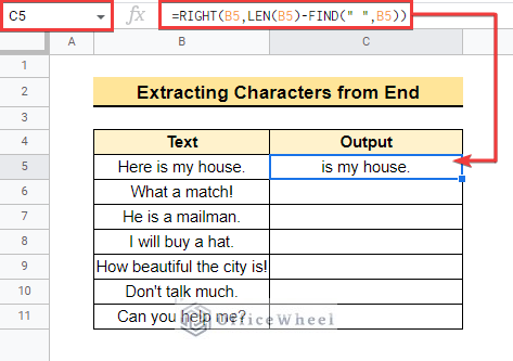 Get Characters from End of Strings in google sheets
