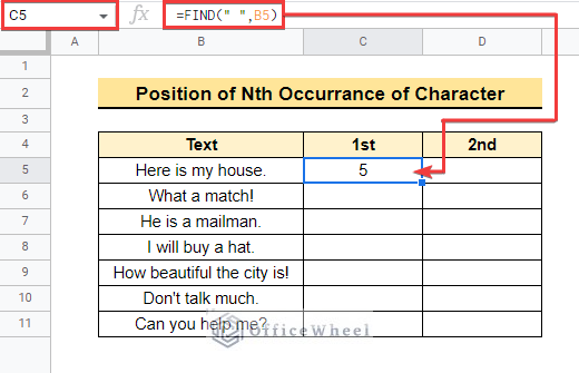 Find Position of Nth Occurrence of Character in google sheets