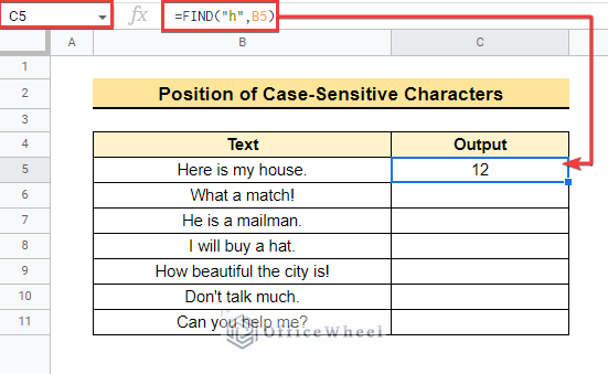 Locate Case-Sensitive Characters in google sheets