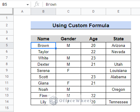 google sheets highlight row if cell is empty dataset