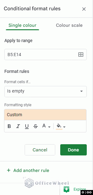 format cells drop down menu for custom formulas 