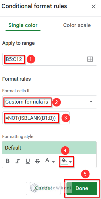 Combining NOT and ISBLANK Functions to Highlight Row If Cell Is Not Empty in Google Sheets