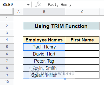 dataset for trim function to remove text after character