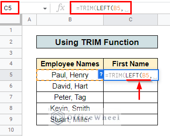 input data location for left function