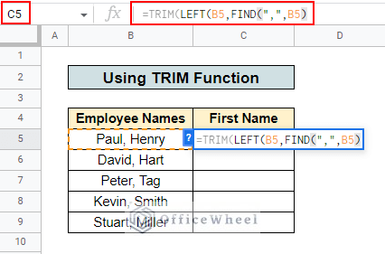 input data location for find function