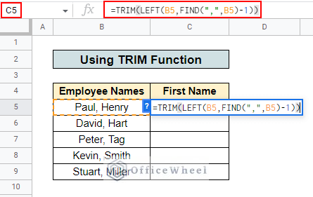 final formula for trim function to remove text after character in google sheets