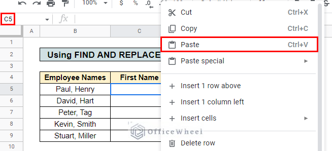 pasting table for remove text after character using find and replace