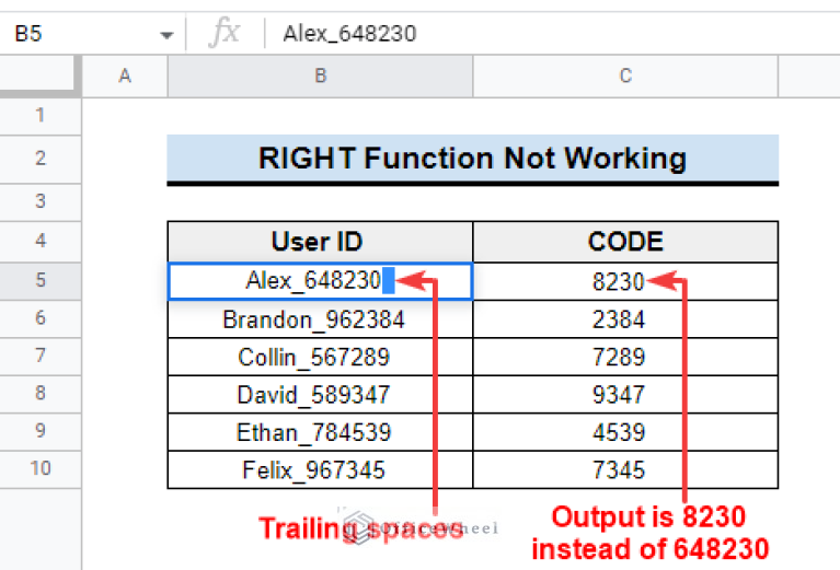 How to Use RIGHT Function in Google Sheets (6 Suitable Examples)