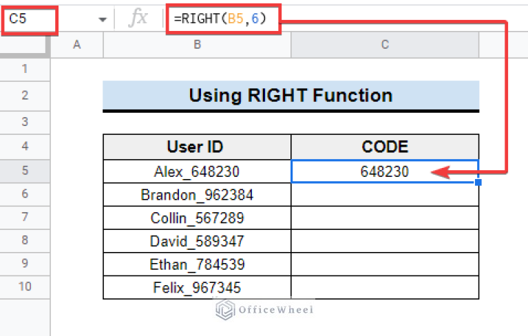 How to Use RIGHT Function in Google Sheets (6 Suitable Examples)