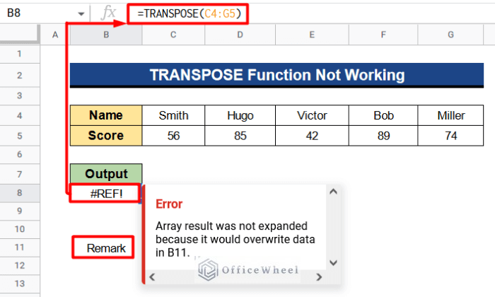 Transpose Multiple Rows into One Column in Google Sheets
