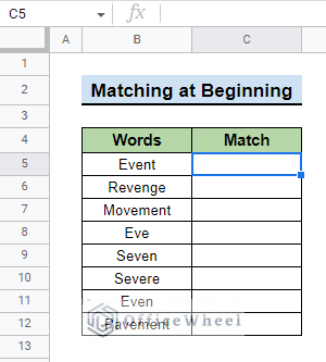 dataset for How to Use Wildcard with IF Condition to match at beginning in Google Sheets