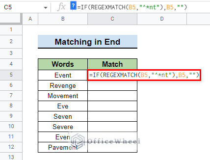 final formula for matching text at end with wildcards using if function