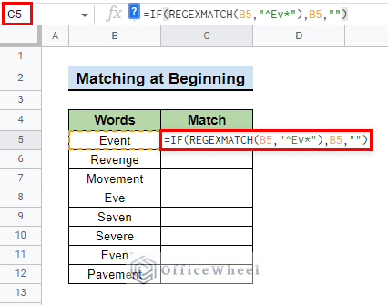 final formula after matching text at beginning with wildcards using if function