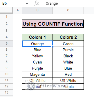 dataset for countif function to highlight duplicates in two columns