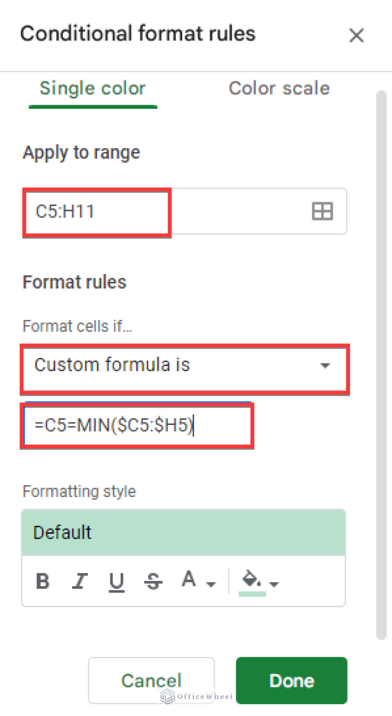 Highlight lowest value in row in google sheets 2 easy ways 